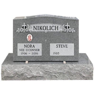 Two grave monument in grey granite